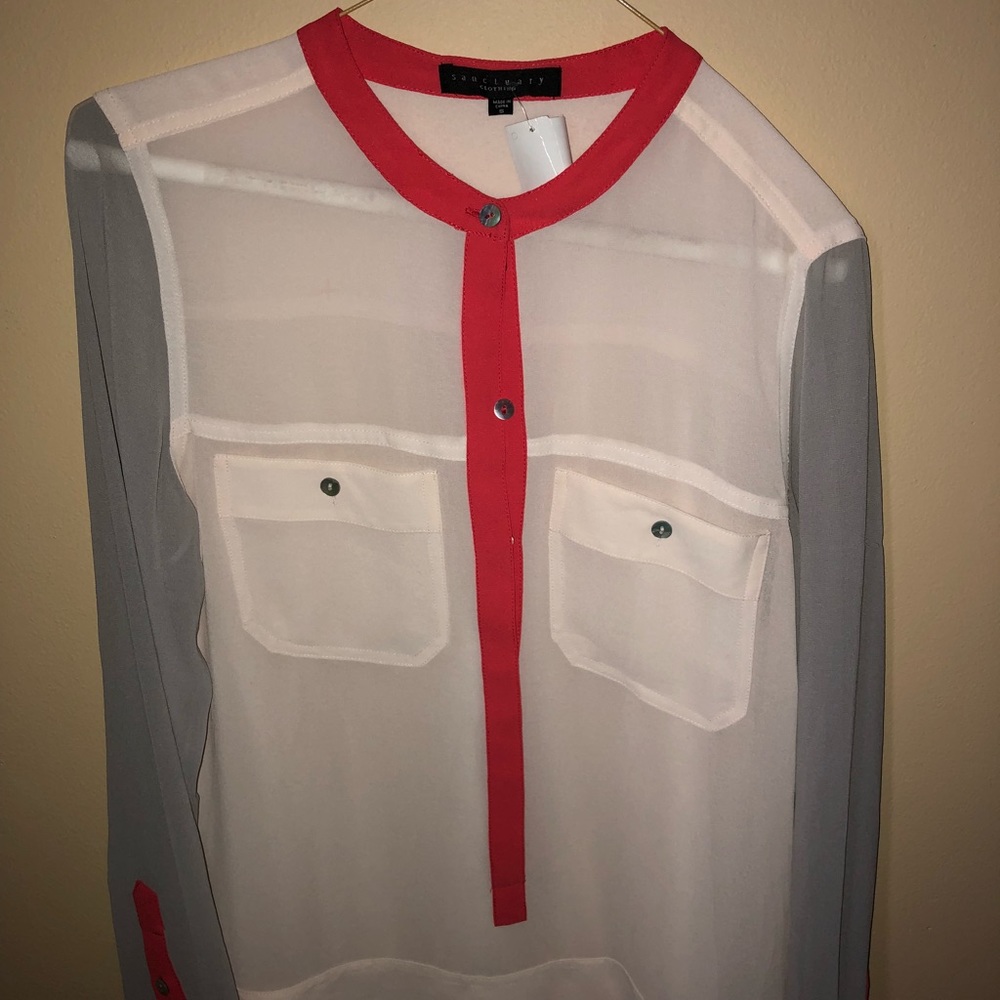 Shear Color Block Button-Up